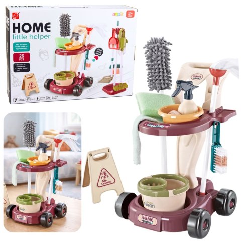 Zestaw Do Sprzątania Dla Dzieci Wózek Mop Wiadro Odkurzacz 26 el.