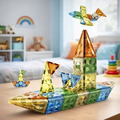 Zestaw Klocki Magnetyczne Konstrukcyjne Figury Kształty 3D Kolorowe 78 el.