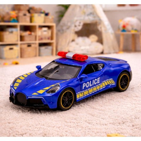 Autko Sportowe Policyjne Samochód Z Napędem Metalowy Niebieski 1:43