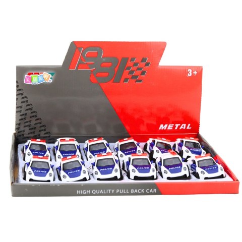 Autko Sportowe Policyjne Samochód Z Napędem Metalowy Pull-Back Biały 1:43