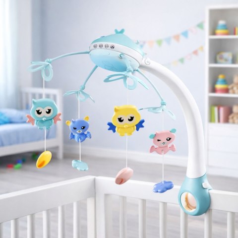 Karuzela Do Łóżeczka Projektor 2w1 Melodie Odgłosy Zwierząt Pilot Różowa