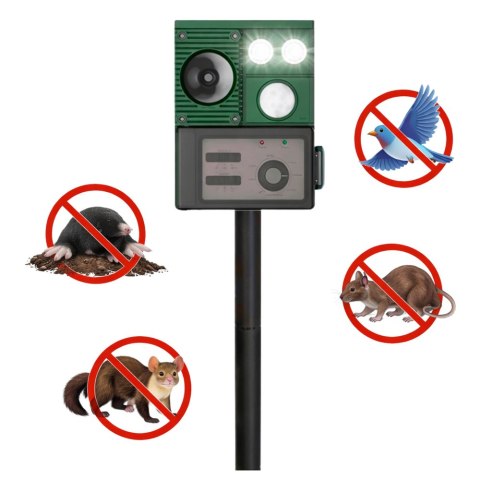 Solarny Odstraszacz Zwierząt Z Czujnikiem Ruchu Ultradźwięki Diody LED