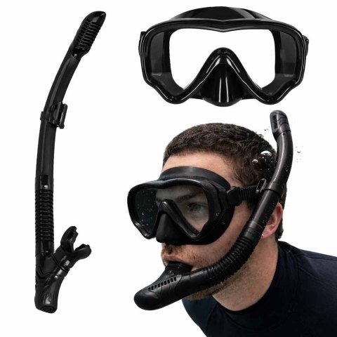 Maska do snurkowania okulary rurka fajka zestaw czarny