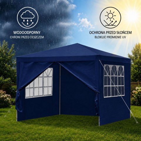 Namiot Ogrodowy Pawilon Handlowy Altana Ze Ściankami Granatowy 300 x 300cm