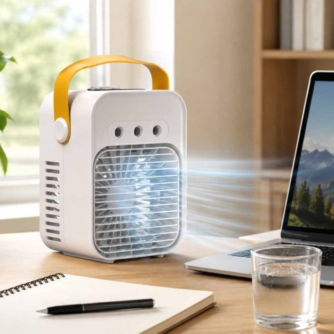 Klimatyzator klimator przenośny wentylator biurkowy nawilżacz 3w1 USB biały
