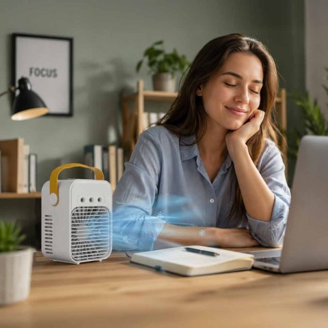 Klimatyzator klimator przenośny wentylator biurkowy nawilżacz 3w1 USB biały