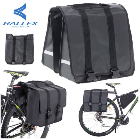 Torba sakwa RALLEX rowerowa podwójna dwukomorowa boczna na rower bagażnik 35L Torba sakwa RALLEX rowerowa podwójna dwukomorowa boczna na rower bagażnik 35L