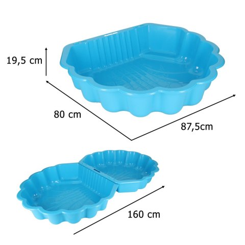 Piaskownica zamykana basen Muszelka Twins podwójna 2w1 160x87,5x19,5cm niebieska Piaskownica zamykana basen Muszelka Twins podwójna 2w1 160x87,5x19,5cm niebieska