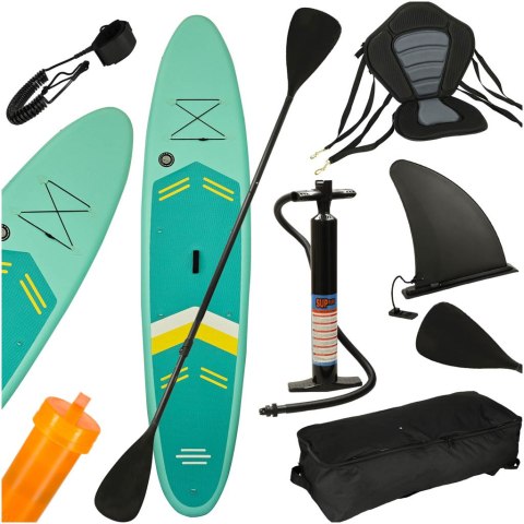 Deska SUP pompowana do pływania z siedzeniem akcesoriami wiosło zestaw turkusowa 350 cm Deska SUP pompowana do pływania z siedzeniem akcesoriami wiosło zestaw turkusowa 350 cm