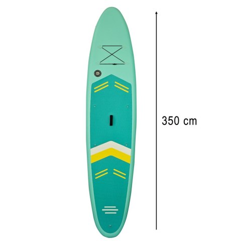 Deska SUP pompowana do pływania z siedzeniem akcesoriami wiosło zestaw turkusowa 350 cm Deska SUP pompowana do pływania z siedzeniem akcesoriami wiosło zestaw turkusowa 350 cm