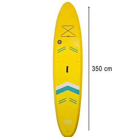 Deska SUP pompowana do pływania z siedzeniem akcesoriami wiosło zestaw żółta 350 cm Deska SUP pompowana do pływania z siedzeniem akcesoriami wiosło zestaw żółta 350 cm