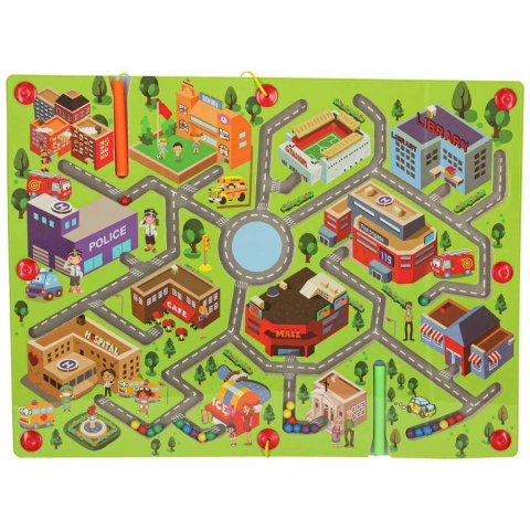 Gra labirynt magnetyczna planszowa drewniana do podróży duże miasto 2 graczy Gra labirynt magnetyczna planszowa drewniana do podróży duże miasto 2 graczy