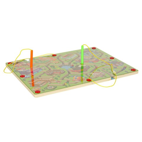 Gra labirynt magnetyczna planszowa drewniana do podróży duże miasto 2 graczy Gra labirynt magnetyczna planszowa drewniana do podróży duże miasto 2 graczy