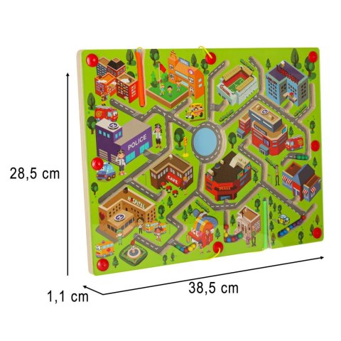 Gra labirynt magnetyczna planszowa drewniana do podróży duże miasto 2 graczy Gra labirynt magnetyczna planszowa drewniana do podróży duże miasto 2 graczy