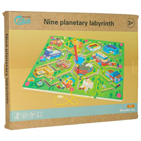 Gra labirynt magnetyczna planszowa drewniana do podróży duże miasto 2 graczy Gra labirynt magnetyczna planszowa drewniana do podróży duże miasto 2 graczy