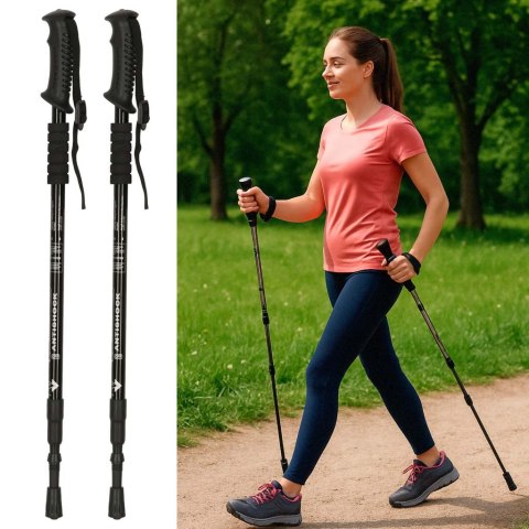 Kijki kije trekkingowe do nordic walking składane 2 sztuki czarne Kijki kije trekkingowe do nordic walking składane 2 sztuki czarne