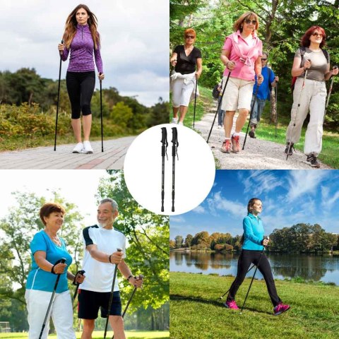 Kijki kije trekkingowe do nordic walking składane 2 sztuki czarne Kijki kije trekkingowe do nordic walking składane 2 sztuki czarne