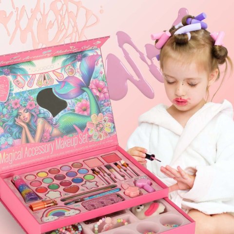 Kuferek zestaw kosmetyków do makijażu i paznokci makeup kosmetyki cienie lakiery szuflady syrenka Kuferek zestaw kosmetyków do makijażu i paznokci makeup kosmetyki cienie lakiery szuflady syrenka