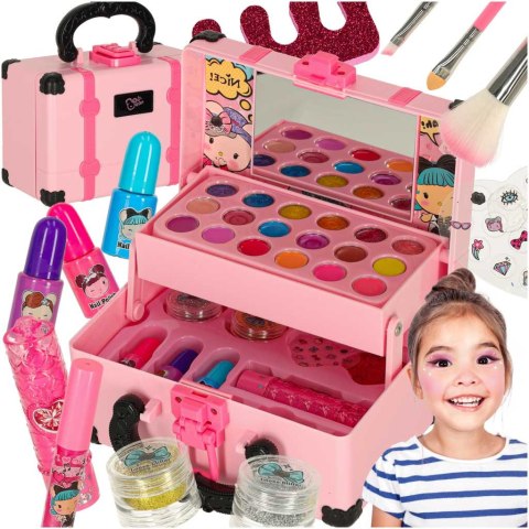 Kuferek zestaw kosmetyków do makijażu i paznokci makeup kosmetyki cienie lakiery walizka Kuferek zestaw kosmetyków do makijażu i paznokci makeup kosmetyki cienie lakiery walizka